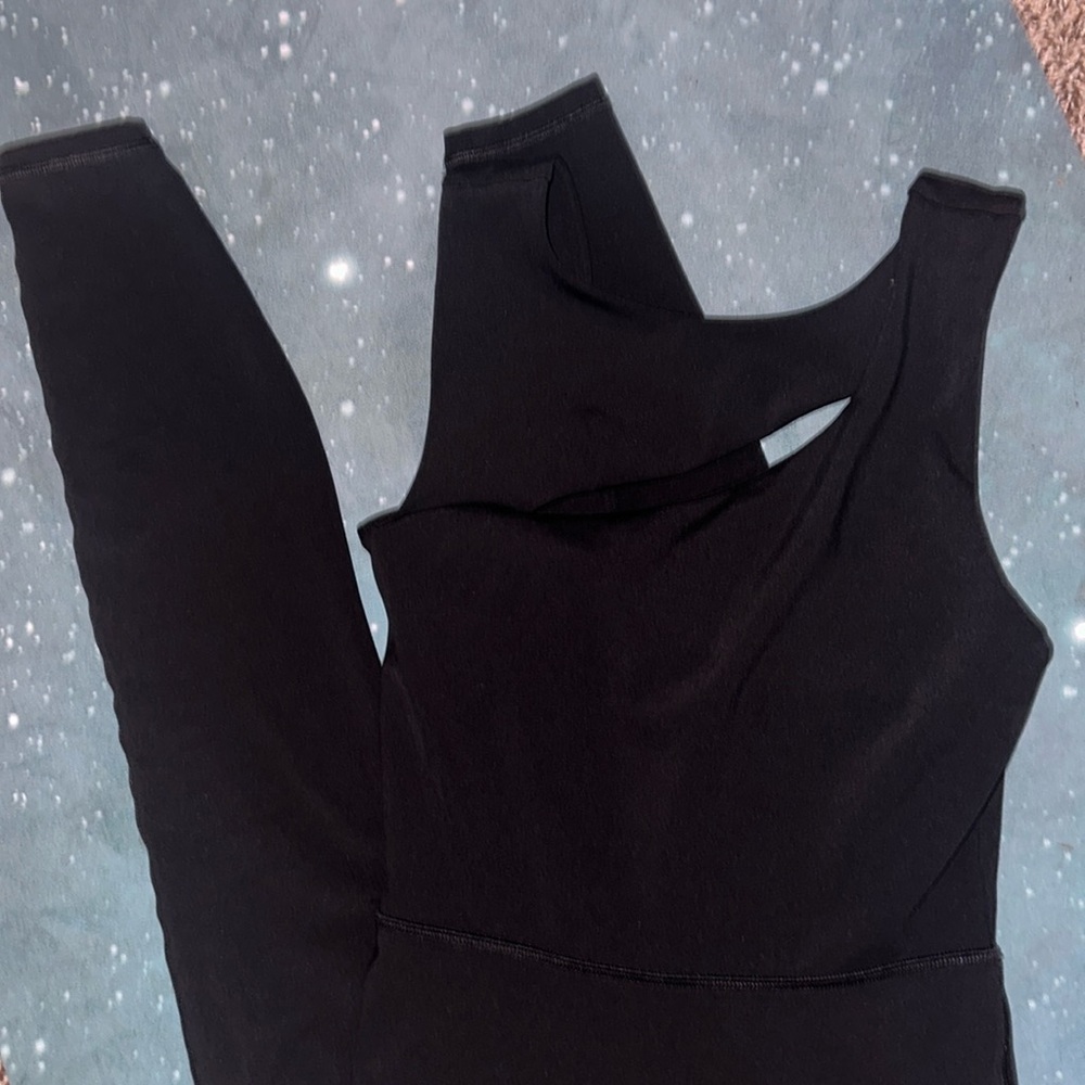 Spiritual gangster onesie yoga suit w cut out xs black nwot unitard jumpsuit